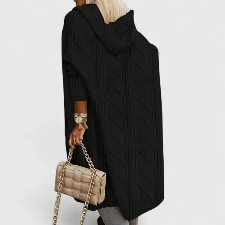 Women's Oversized Knit Cardigan Coat - Black