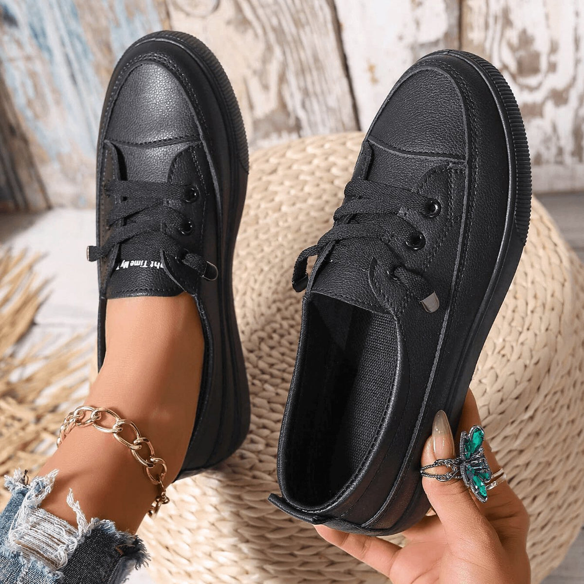 Women's Platform Sneakers - Black
