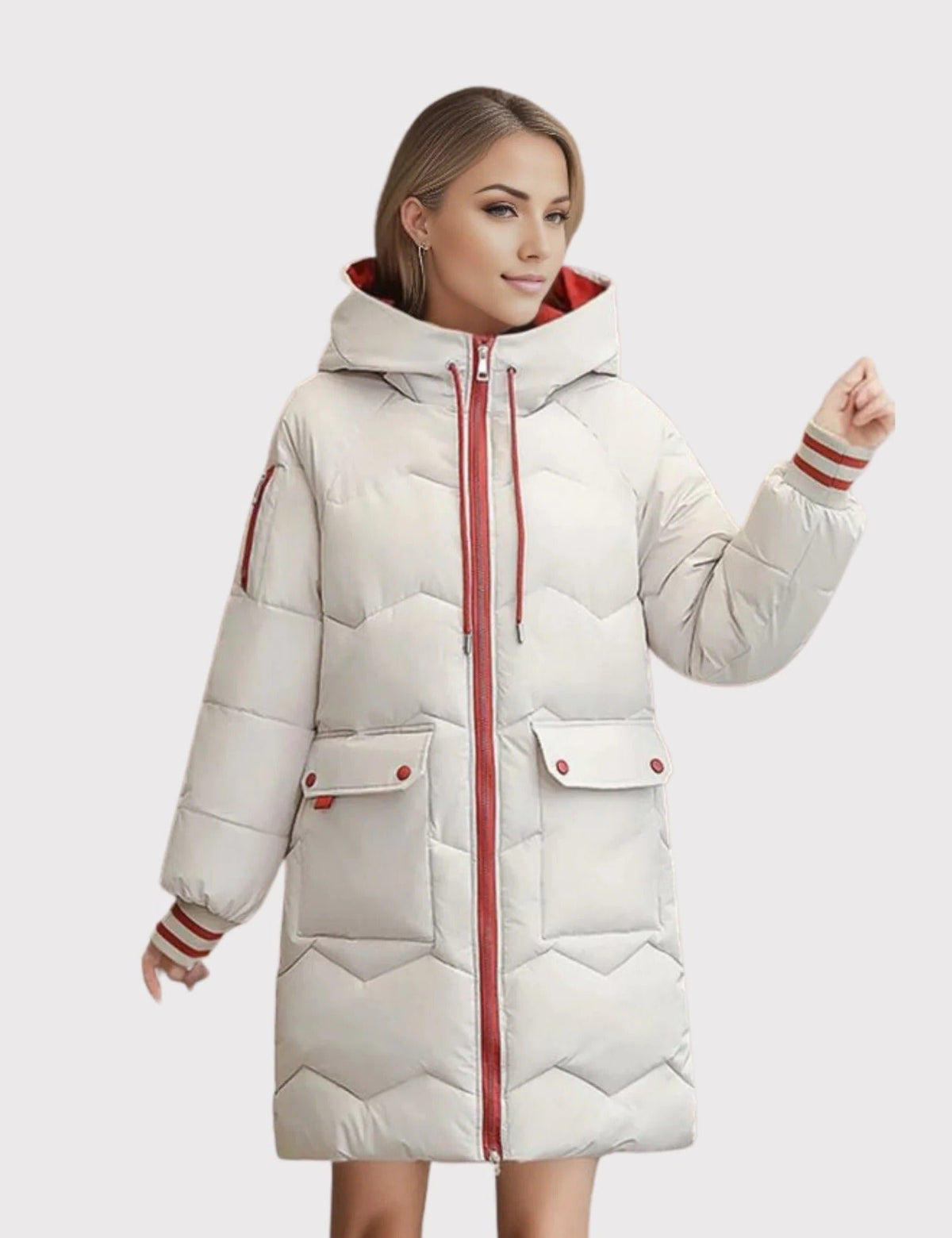 Women's Quilted Hooded Puffer Coat - Ivory