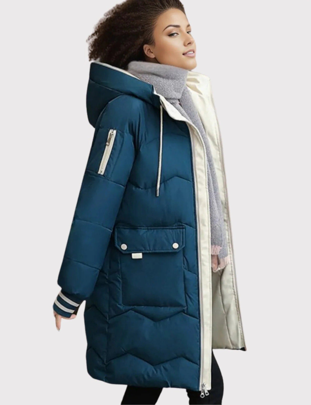 Women's Quilted Hooded Puffer Coat - Blue