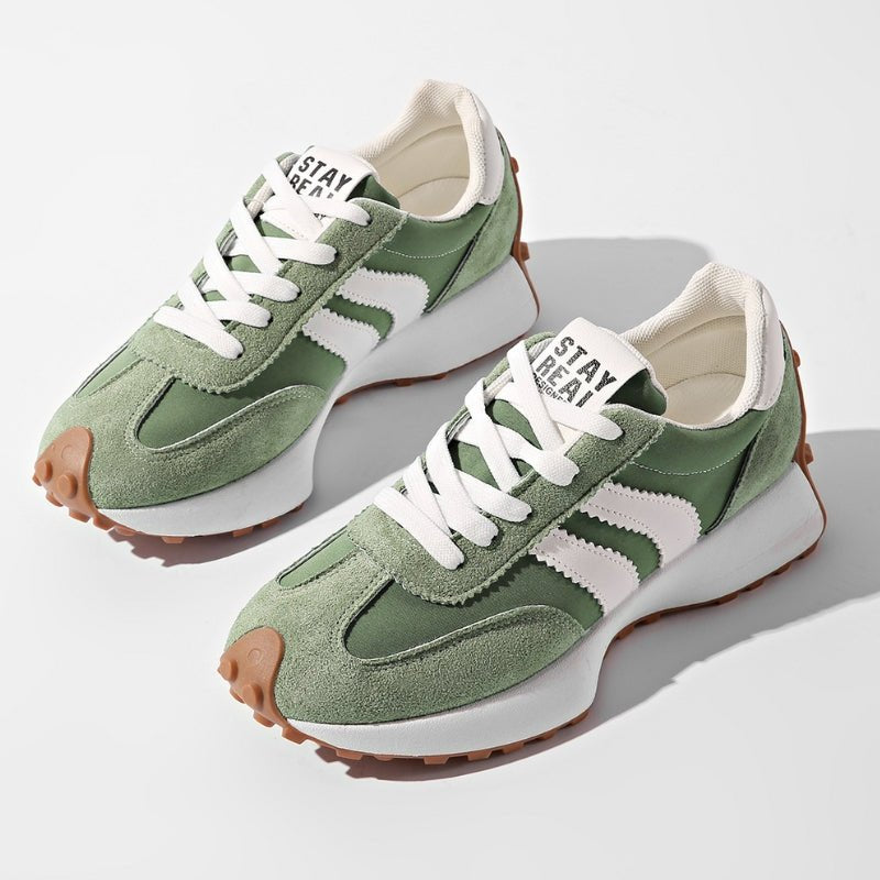 Women's Striped Platform Sneakers - Green