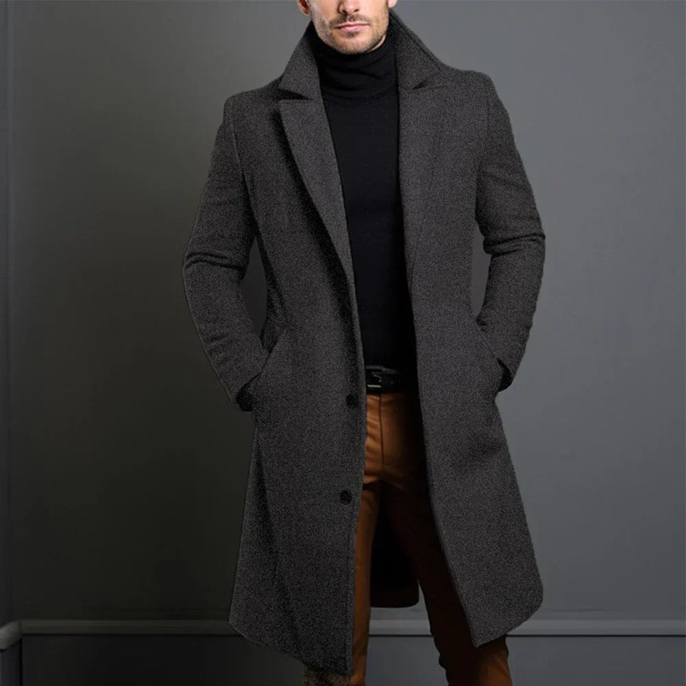 Leo Men's Wool Double Breasted Trench Coat 2