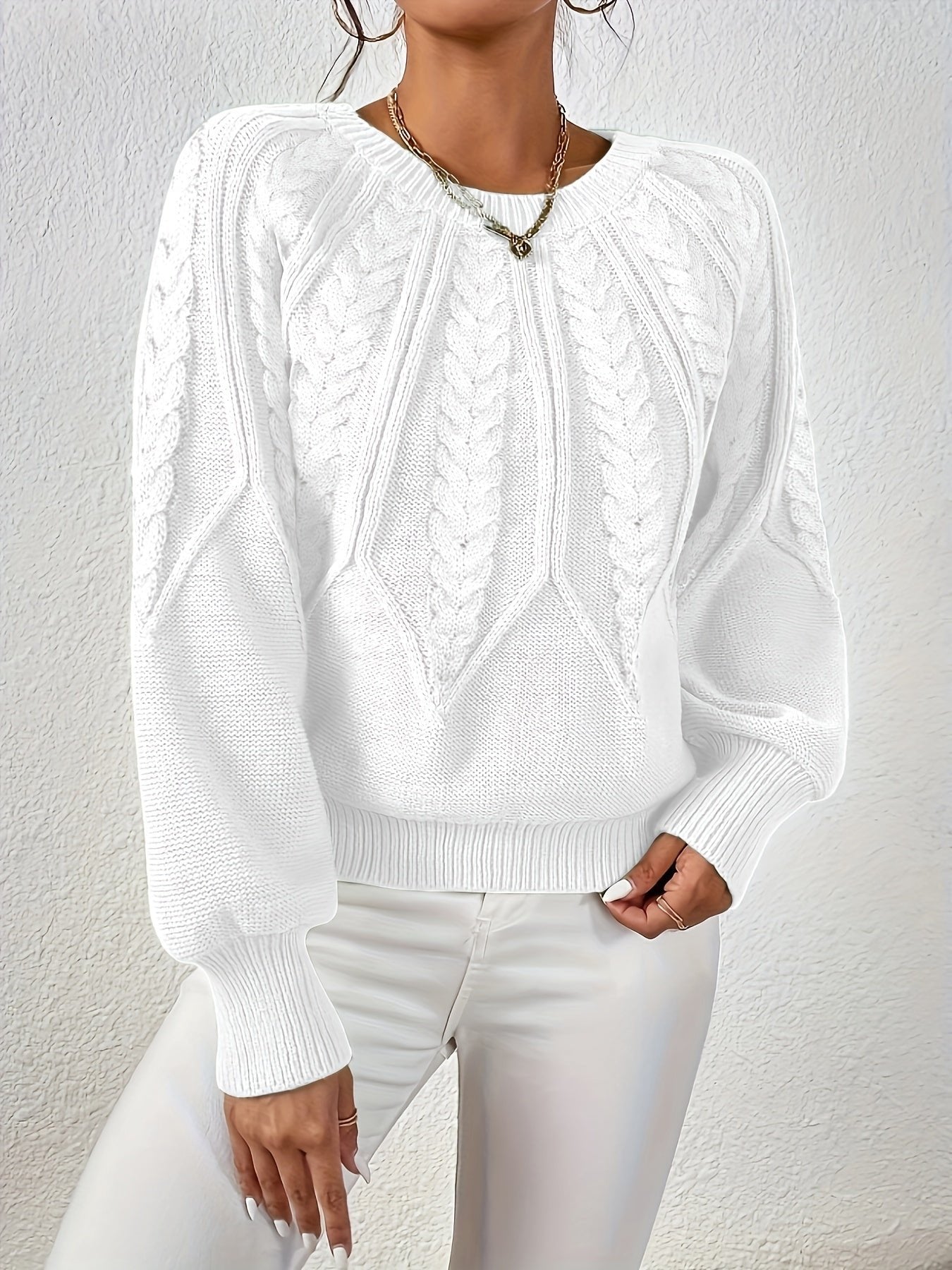 Women's Cropped Cable Knit Sweater
