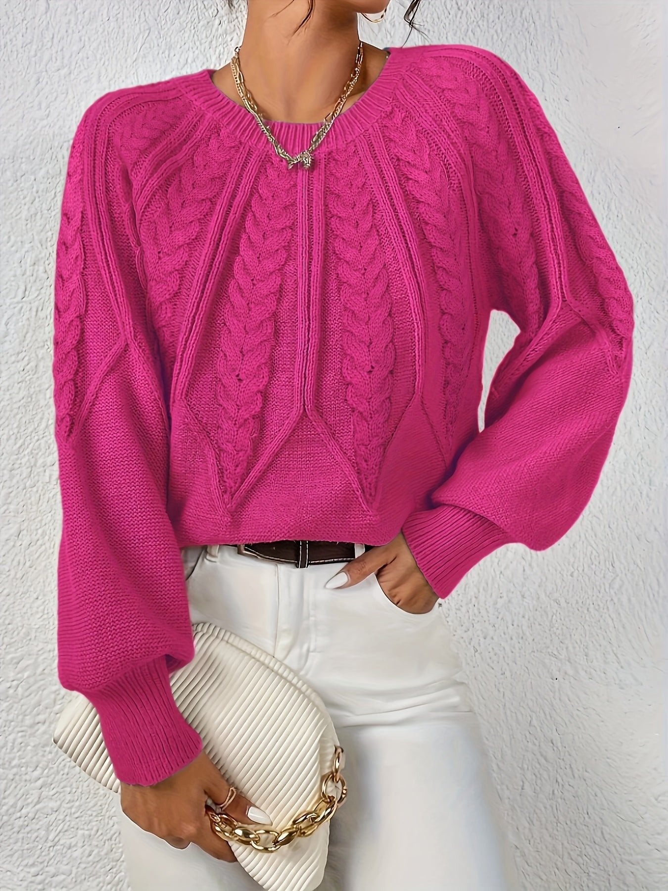 Women's Cropped Cable Knit Sweater