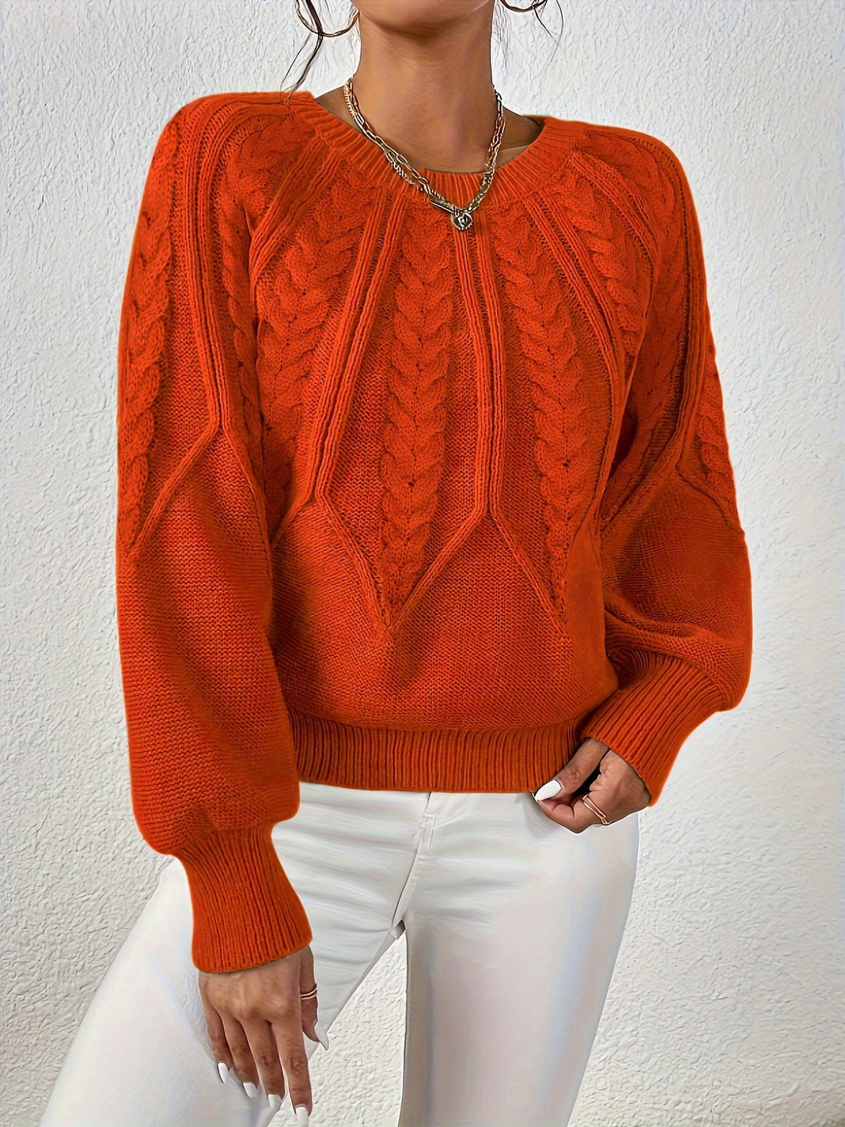Women's Cropped Cable Knit Sweater