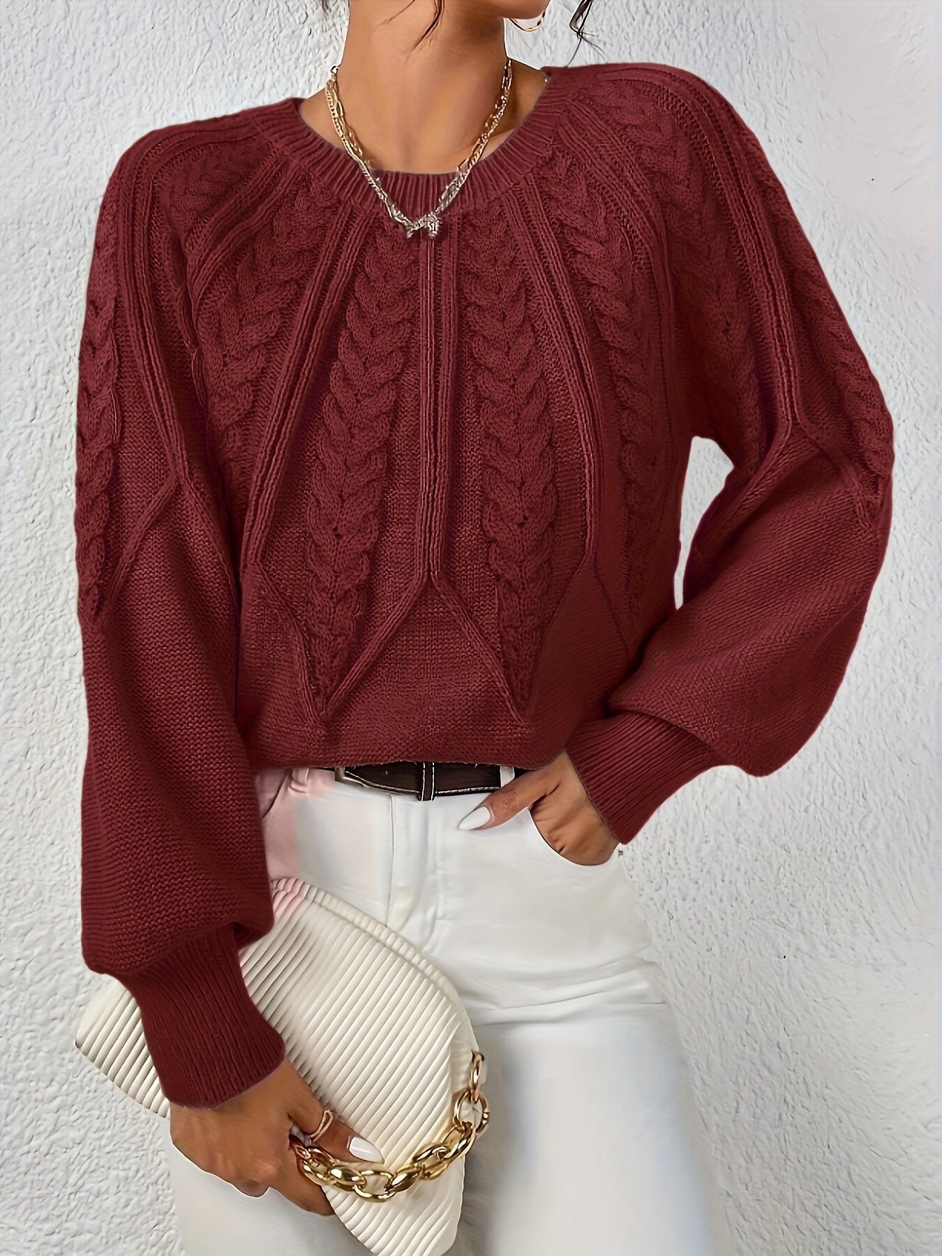 Women's Cropped Cable Knit Sweater