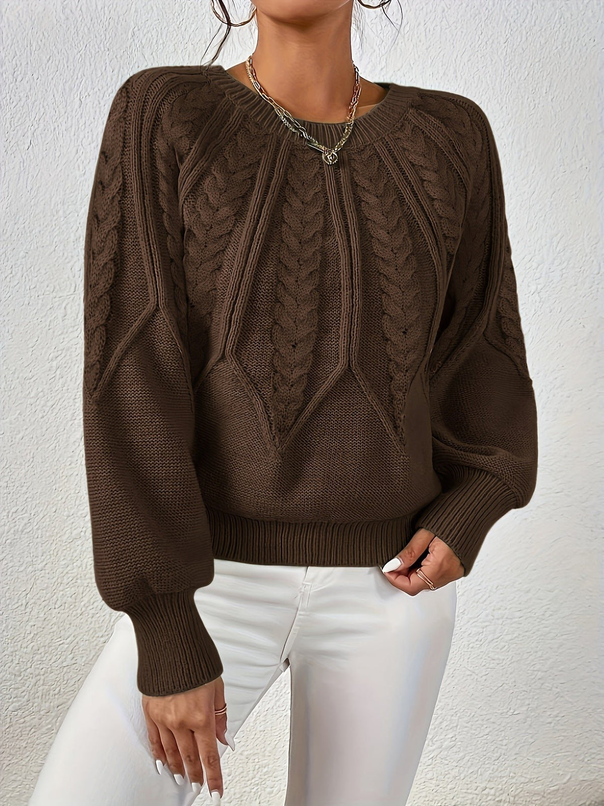 Women's Cropped Cable Knit Sweater