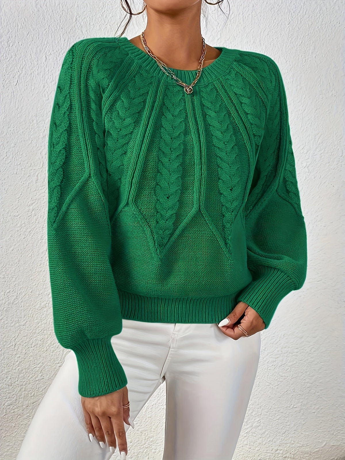 Women's Cropped Cable Knit Sweater