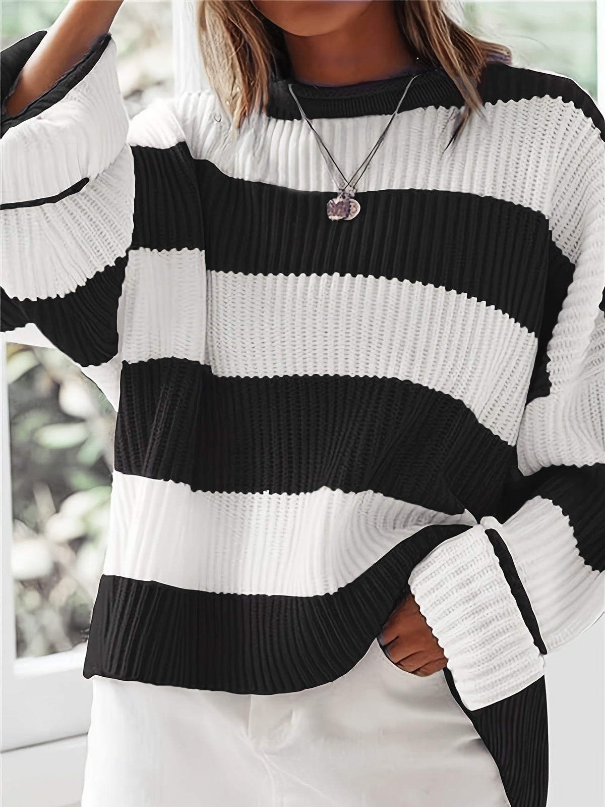 Women's Oversized Striped Knit Sweater