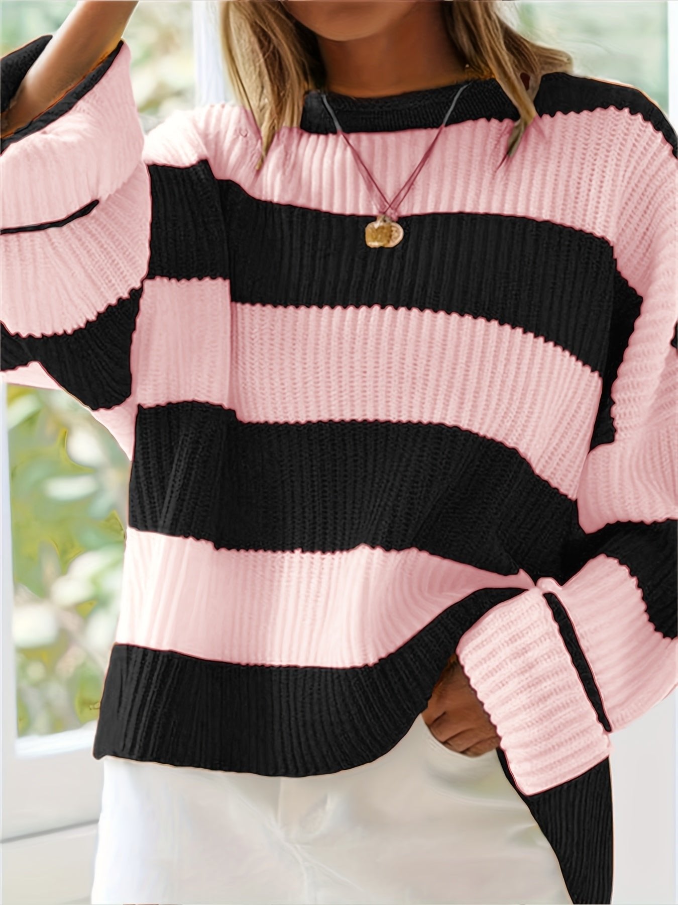 Women's Oversized Striped Knit Sweater