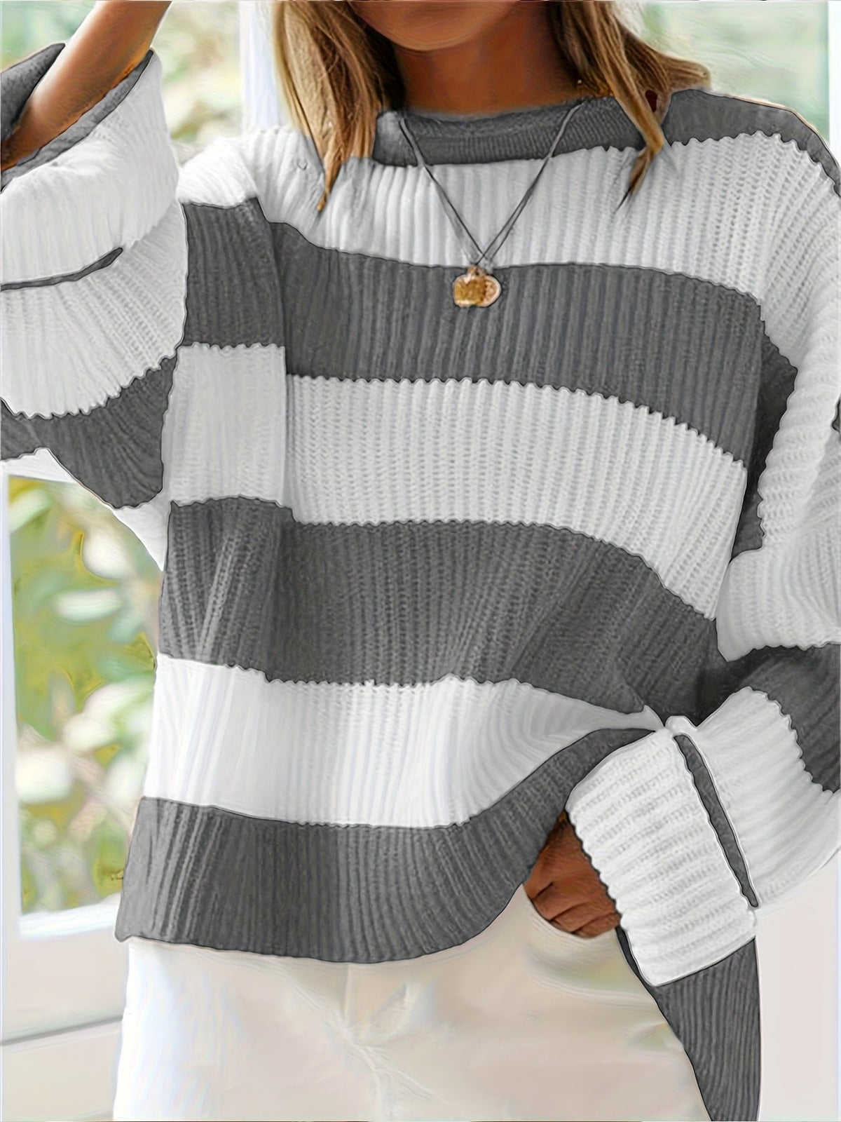 Women's Oversized Striped Knit Sweater