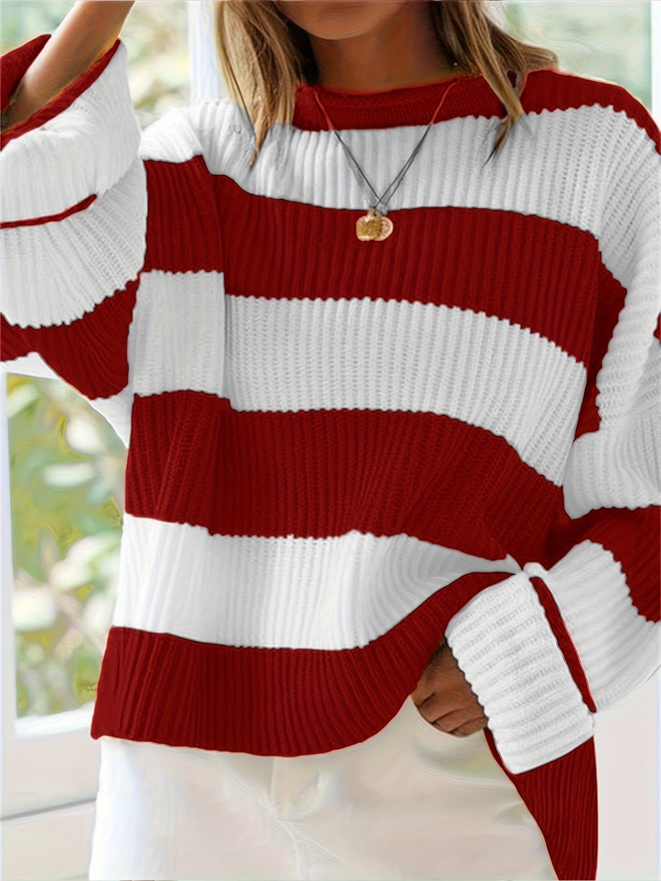 Women's Oversized Striped Knit Sweater