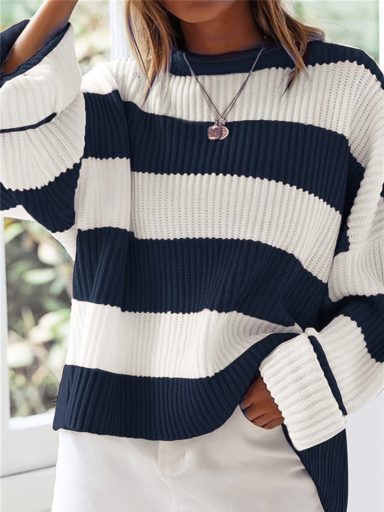 Women's Oversized Striped Knit Sweater