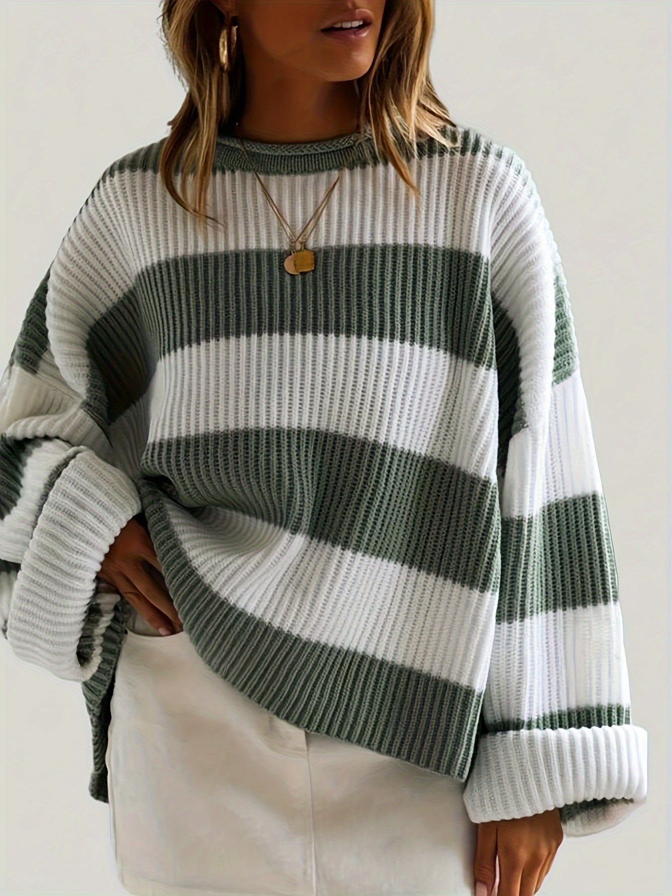 Women's Oversized Striped Knit Sweater
