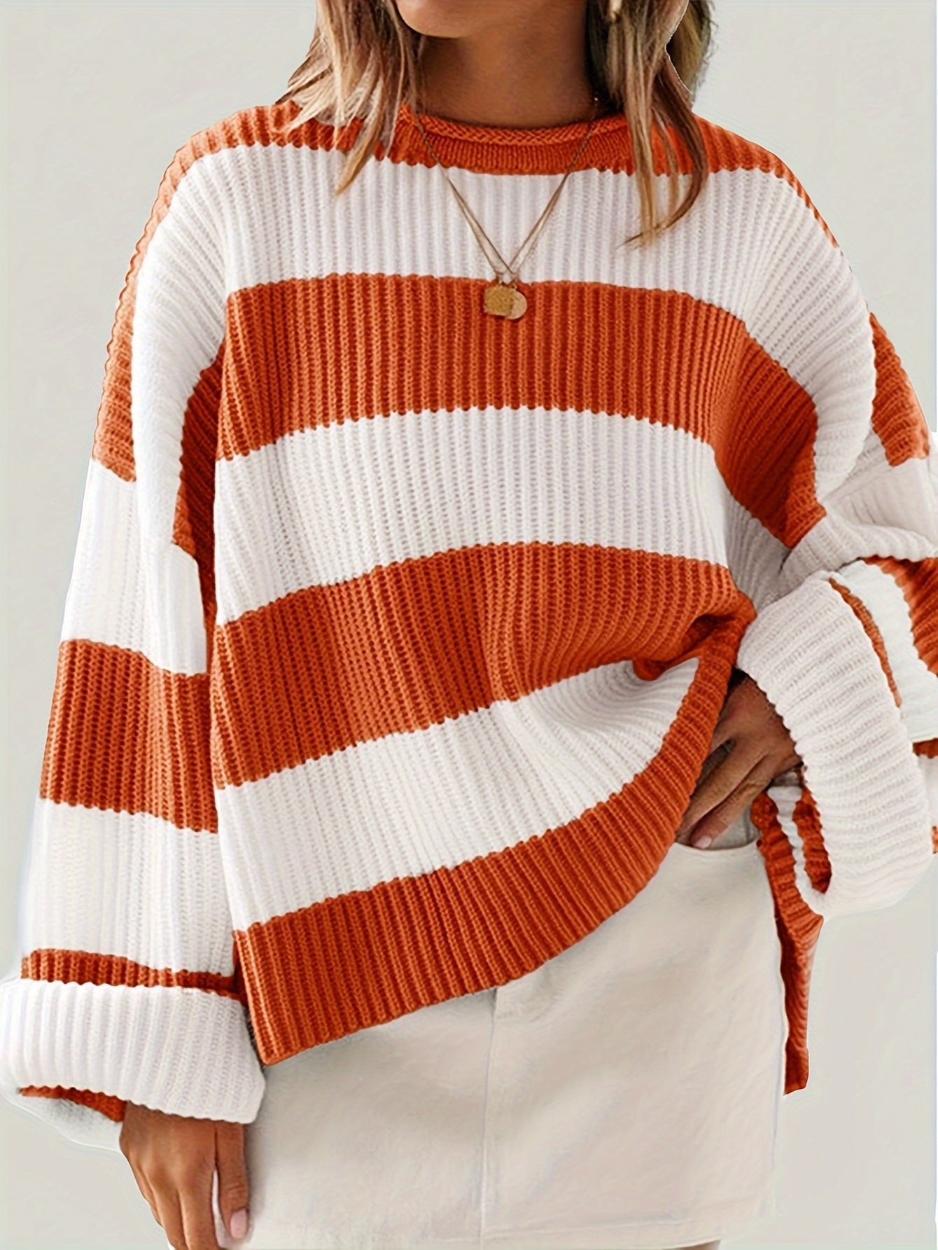 Women's Oversized Striped Knit Sweater