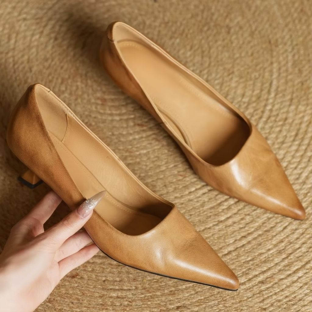 Lily Women's Leather Pointed Toe Pumps 1