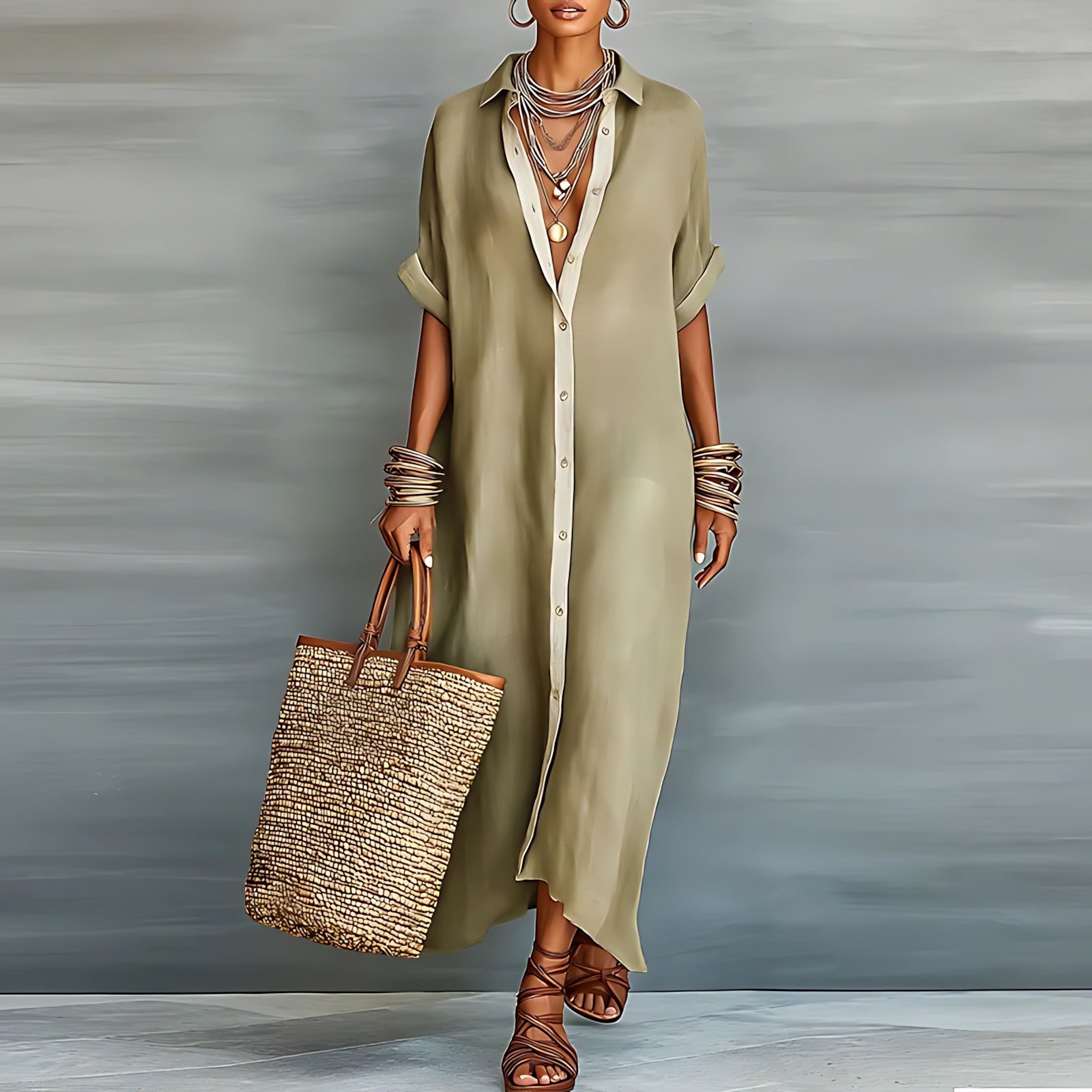 Long Sleeve Maxi Shirt Dress