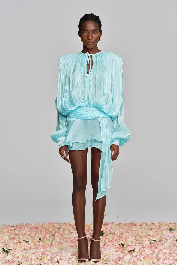 Long Sleeve Mini Dress - Baby blue