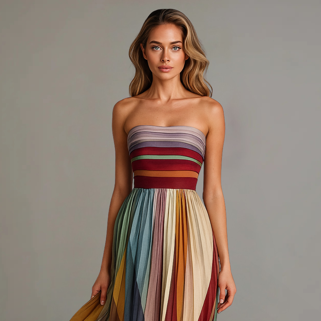 Lydia Women's Strapless Pleated Maxi Dress 2