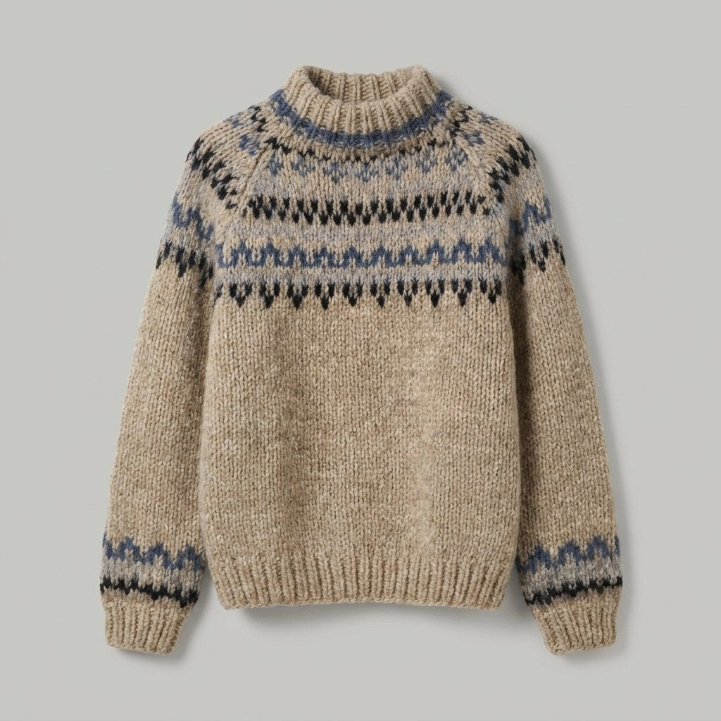 Women's Fair Isle Wool Sweater - Gray