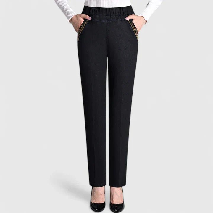 Women's High-Waisted Slim Jeans - Black (Normal Thickness)