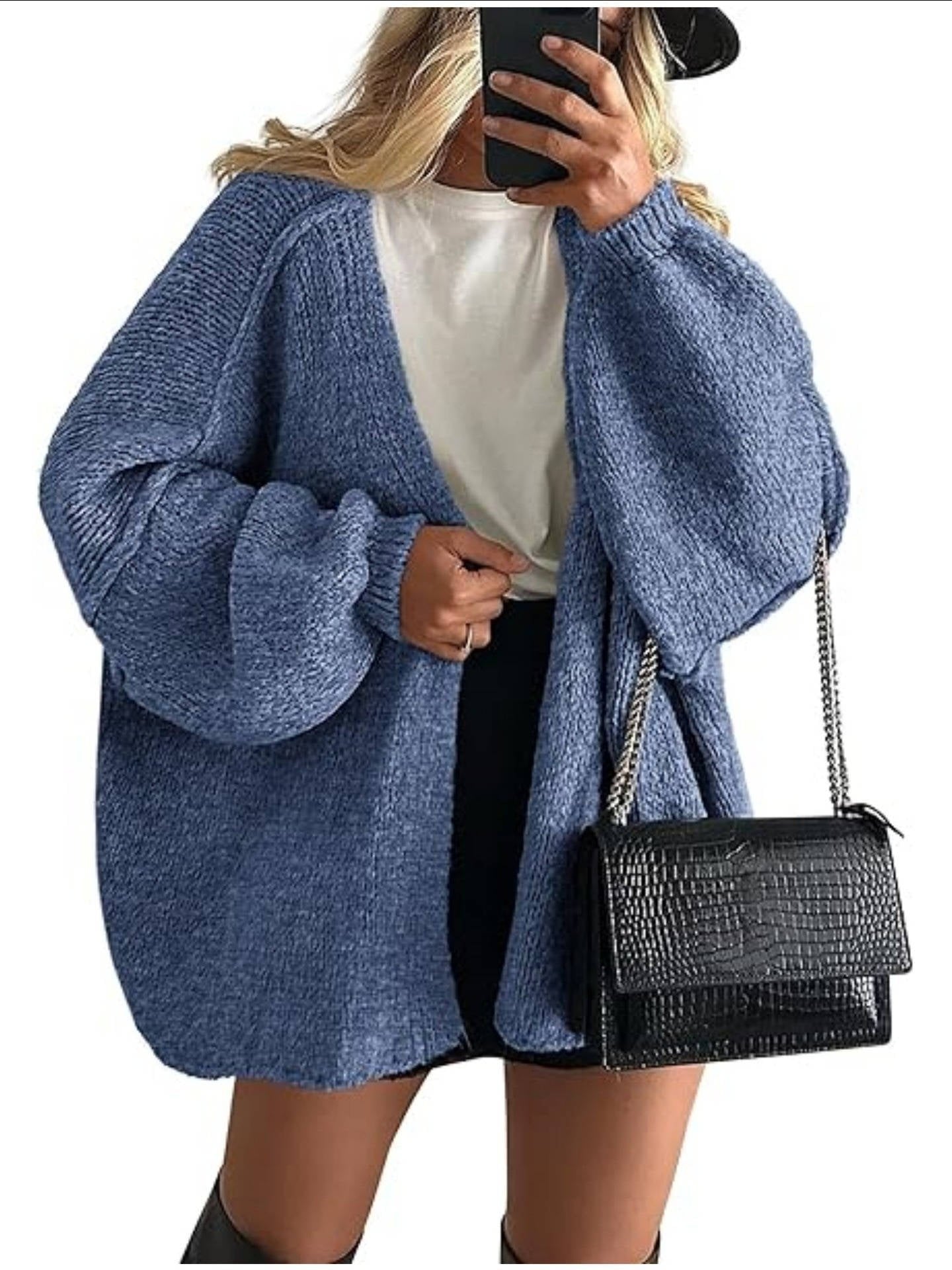 Women's Oversized Chunky Knit Cardigan - Royal Blue