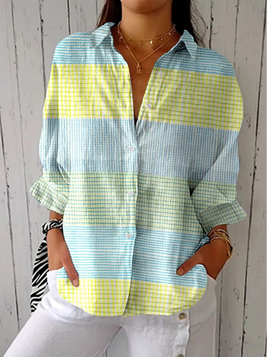 Women's Oversized Plaid Shirt - Multicolor