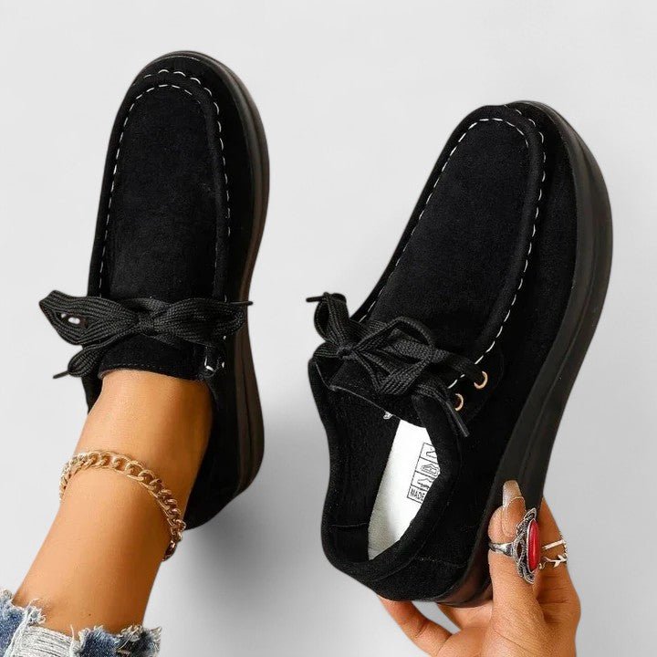 Women's Suede Moccasin Sneakers - Black