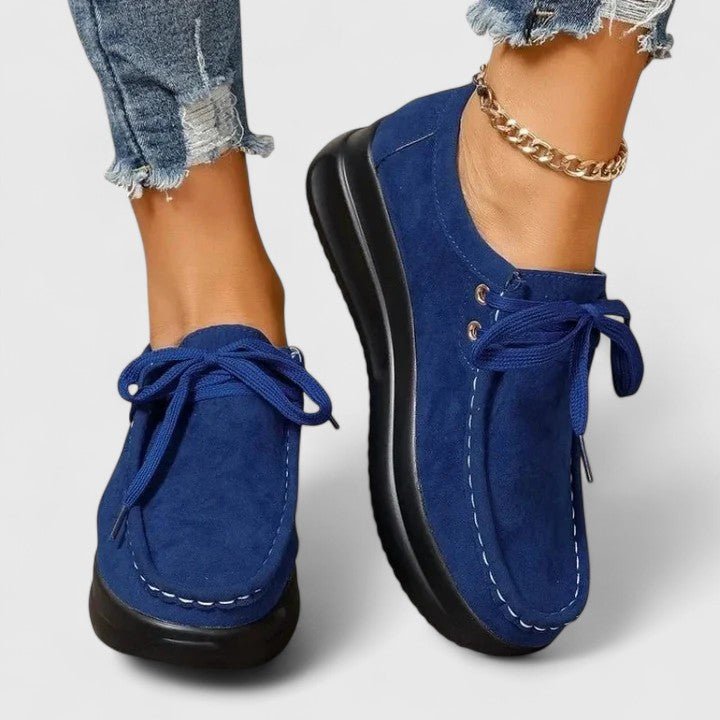 Women's Suede Moccasin Sneakers - Blue