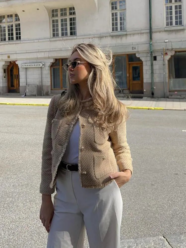 Women's Cropped Tweed Jacket - S