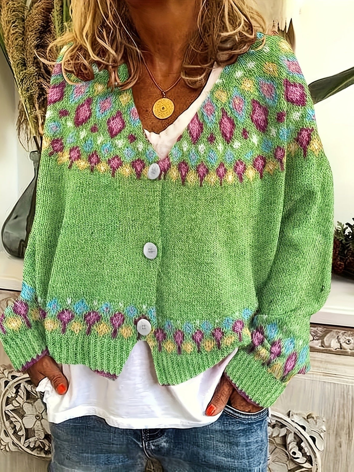 Women's Oversized Floral Cardigan