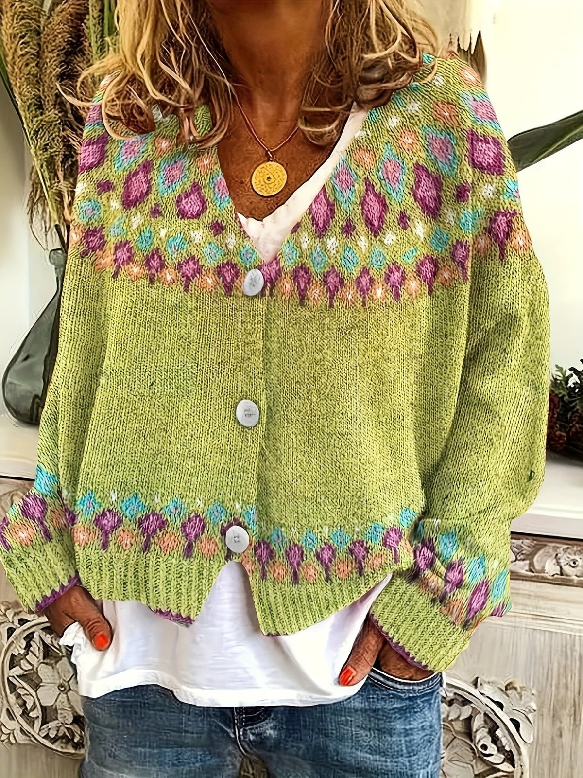 Women's Oversized Floral Cardigan