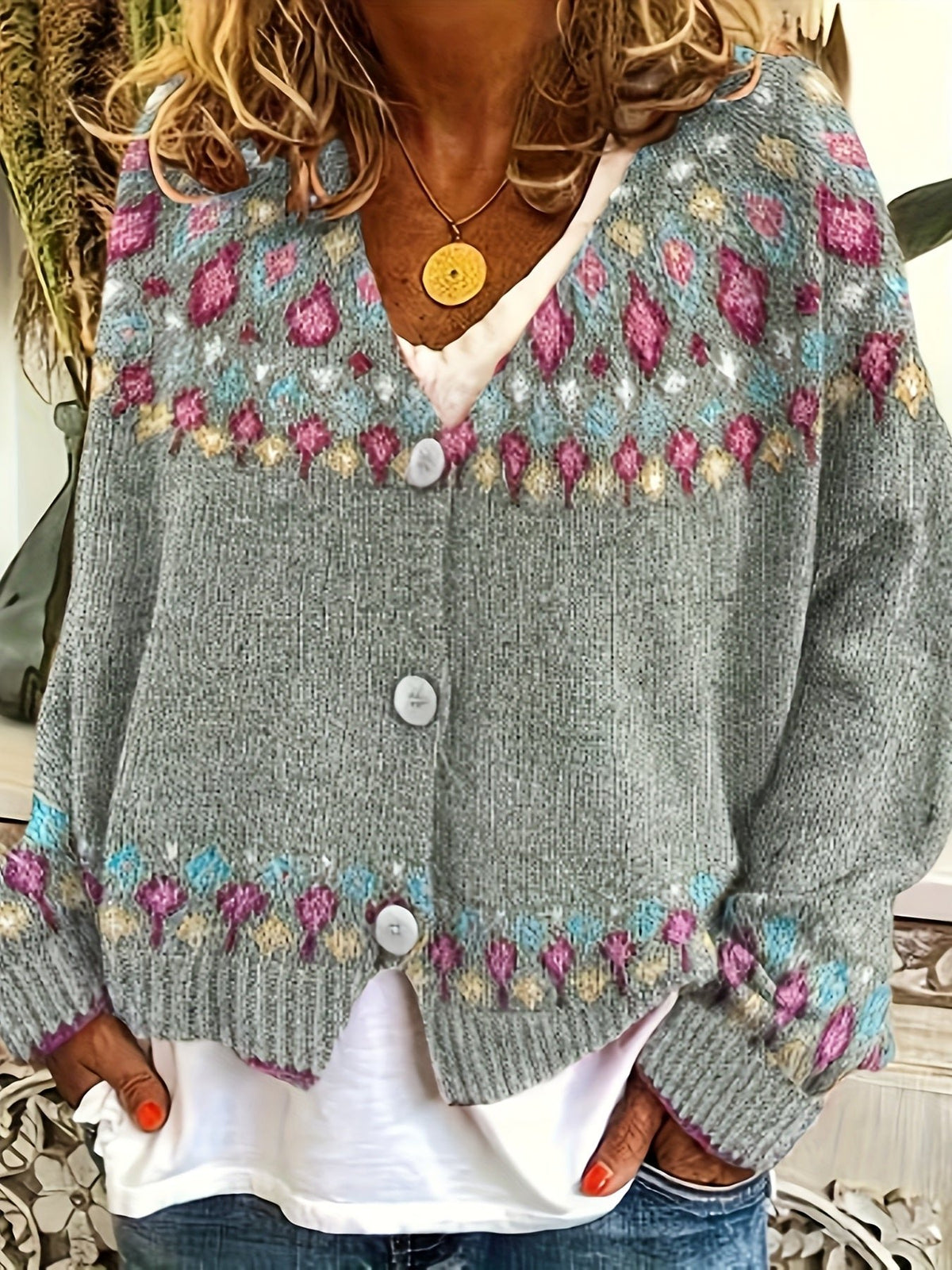 Women's Oversized Floral Cardigan