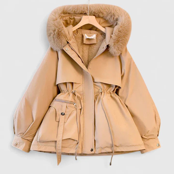 Women's Oversized Fur-Hooded Parka - Brown