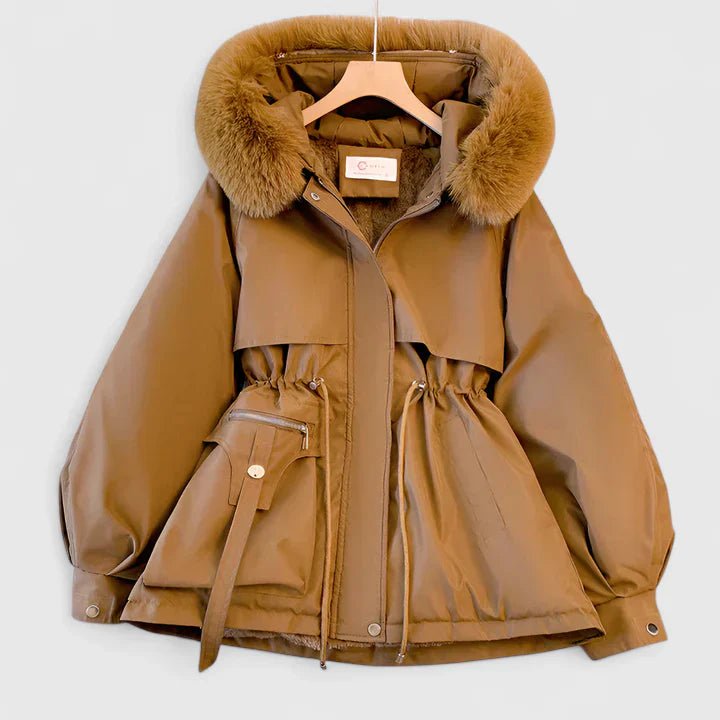 Women's Oversized Fur-Hooded Parka - Khaki