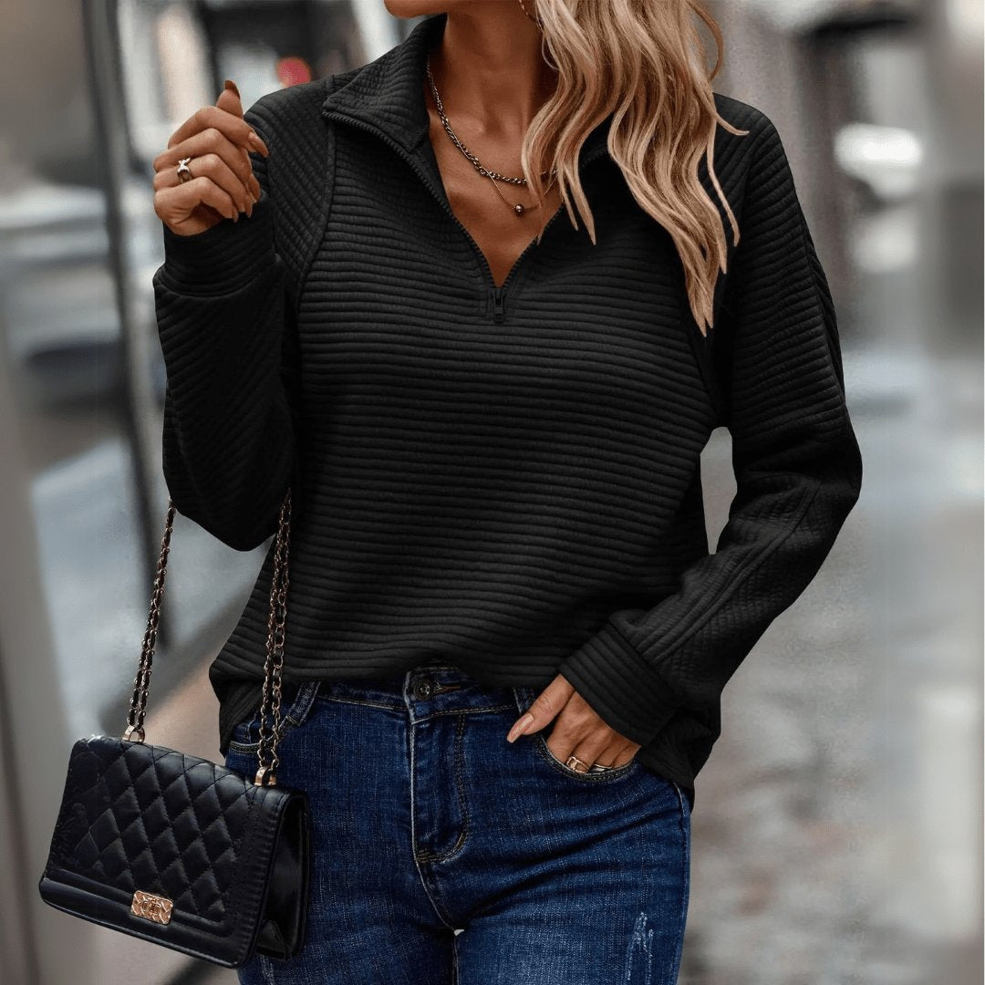 Women's Quarter-Zip Pullover Sweatshirt - Black