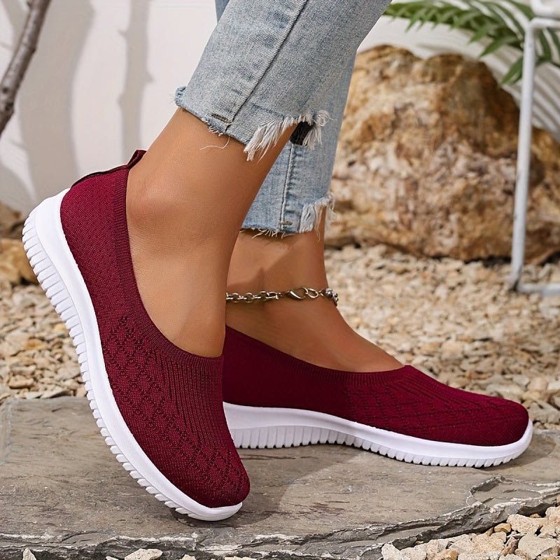 Women's Slip-On Knit Sneakers - Red