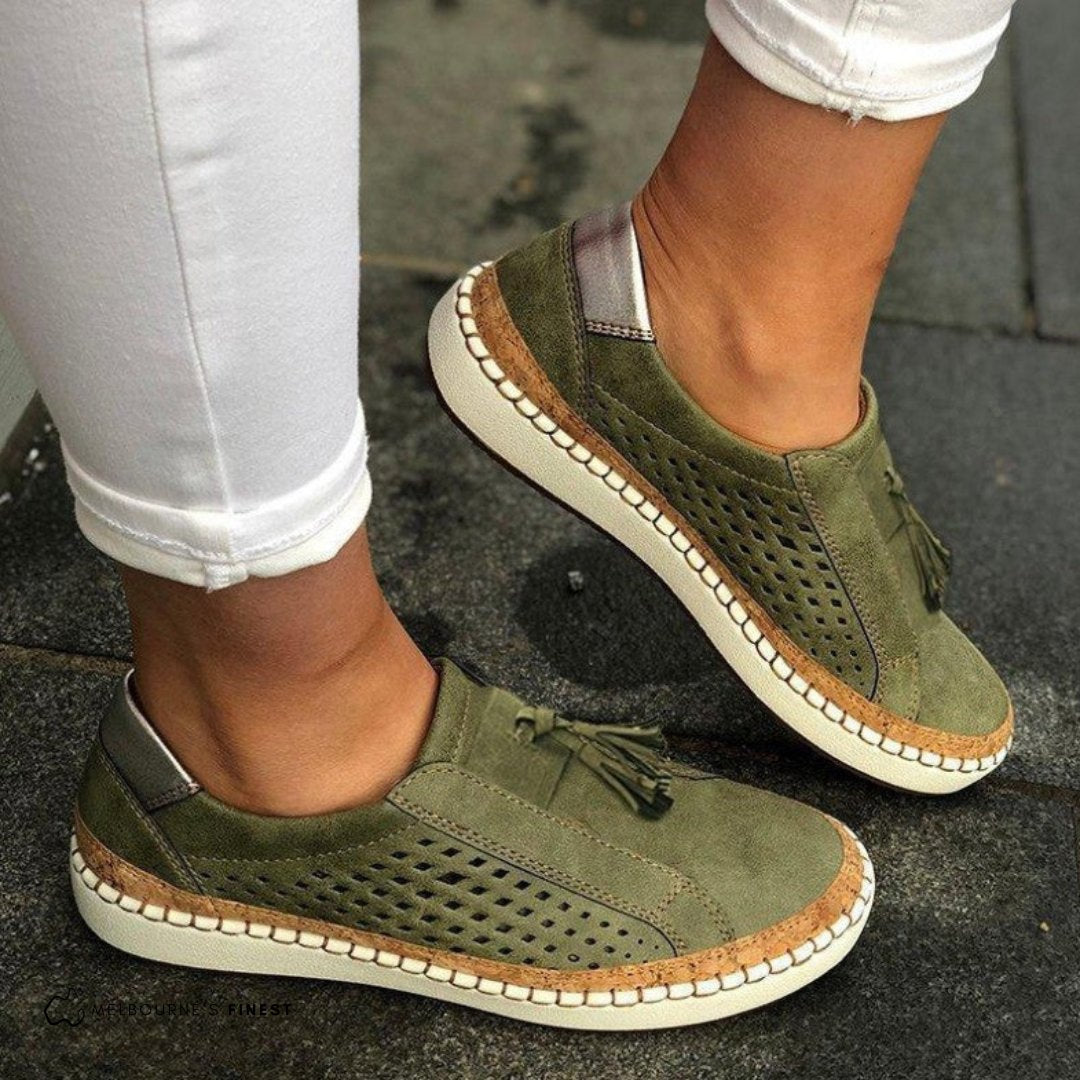 Women's Suede Slip-On Loafers - Green
