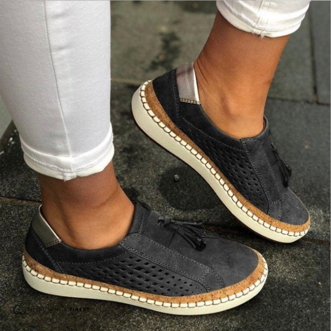 Women's Suede Slip-On Loafers - Black