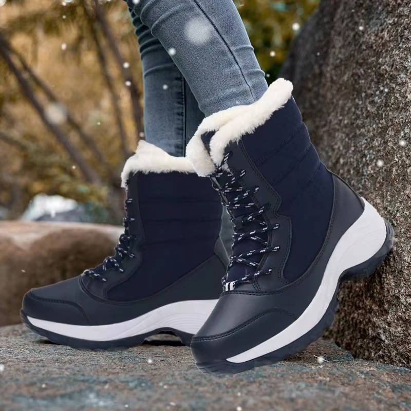 Women's Faux Leather Ankle Snow Boots - Blue