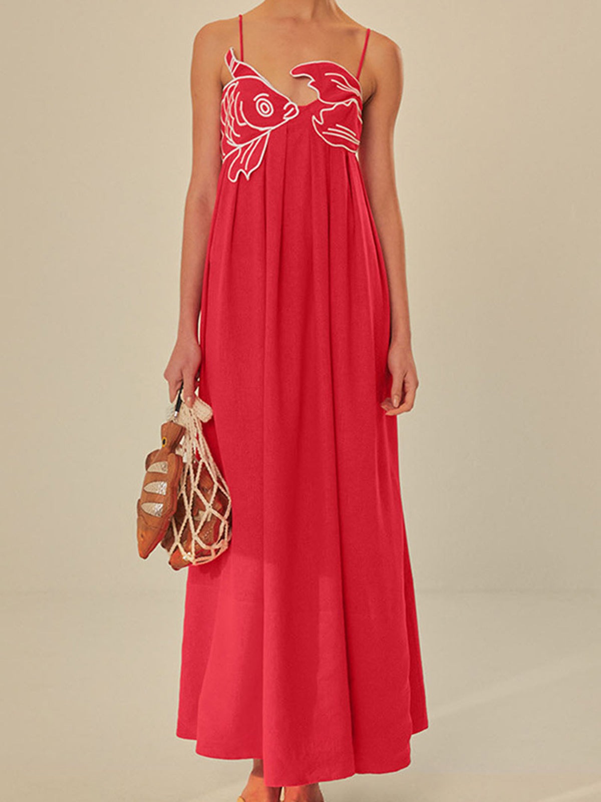 Floral Summer Maxi Dress - Red