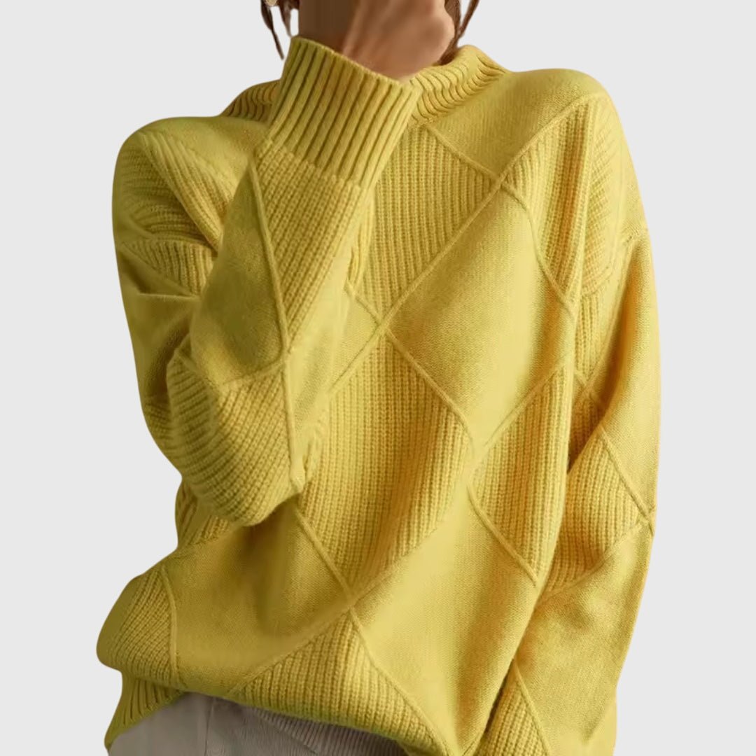 Women's Oversized Wool Turtleneck Sweater - Yellow