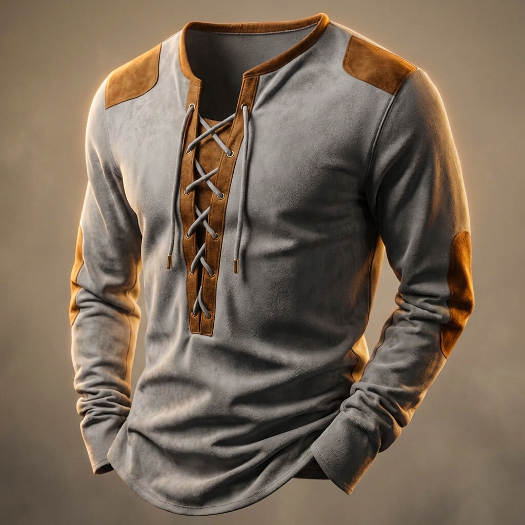 Mason Men's Lace Up Long Sleeve Shirt 2