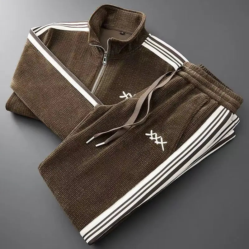 Max Men's Ribbed Zip Up Tracksuit Set 2