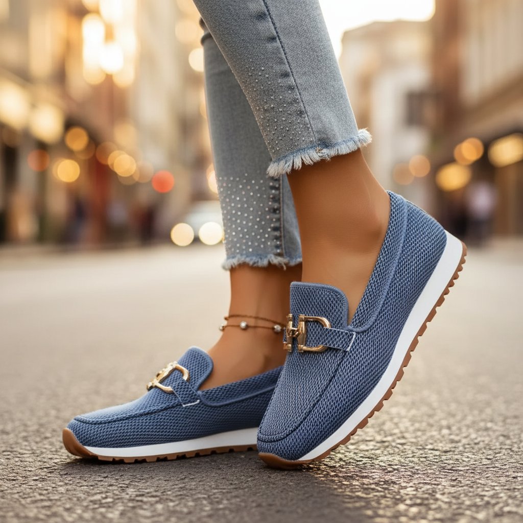 Women's Knit Mesh Slip-On Loafers - Blue
