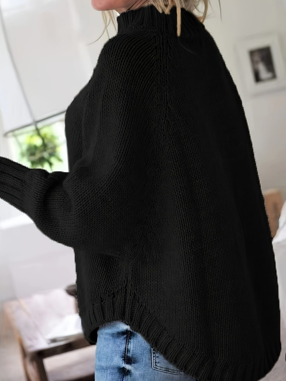 Women's Oversized Cable-Knit Turtleneck Sweater