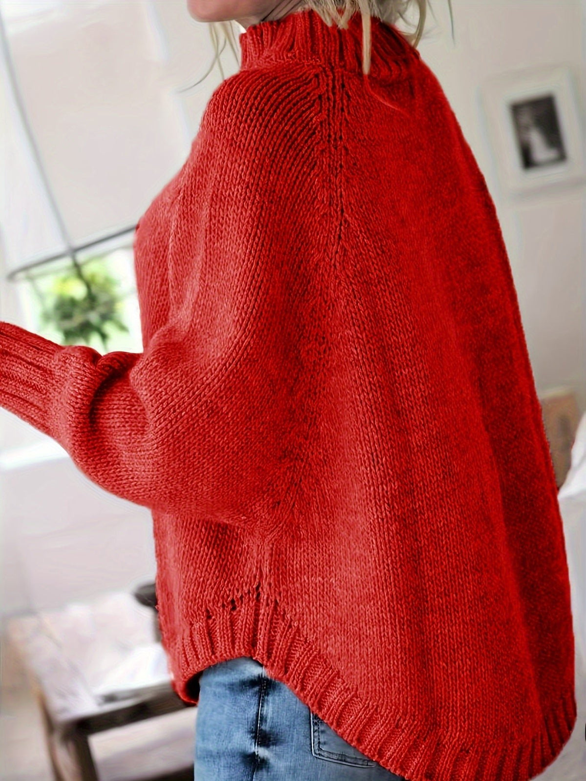 Women's Oversized Cable-Knit Turtleneck Sweater
