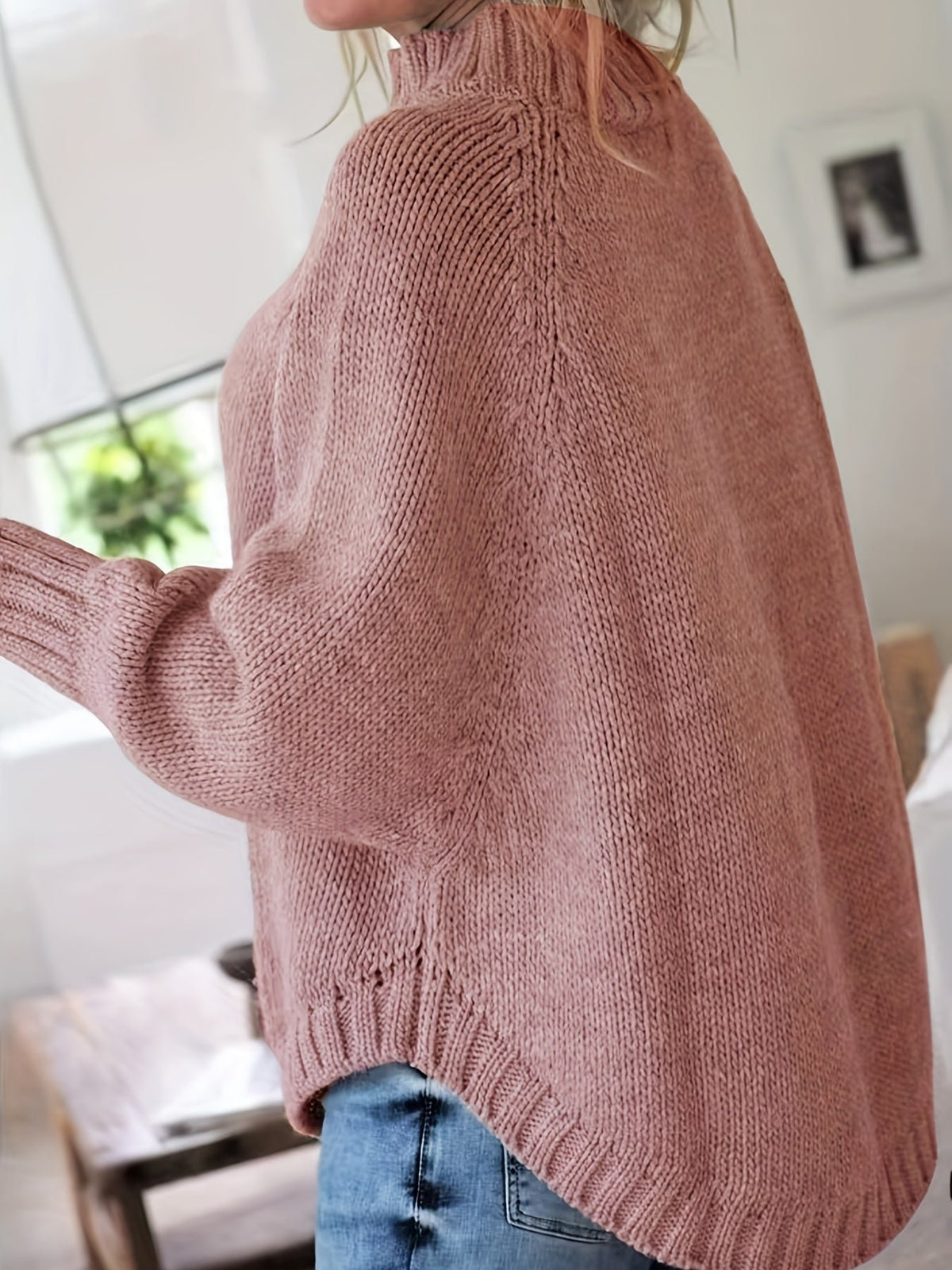 Women's Oversized Cable-Knit Turtleneck Sweater