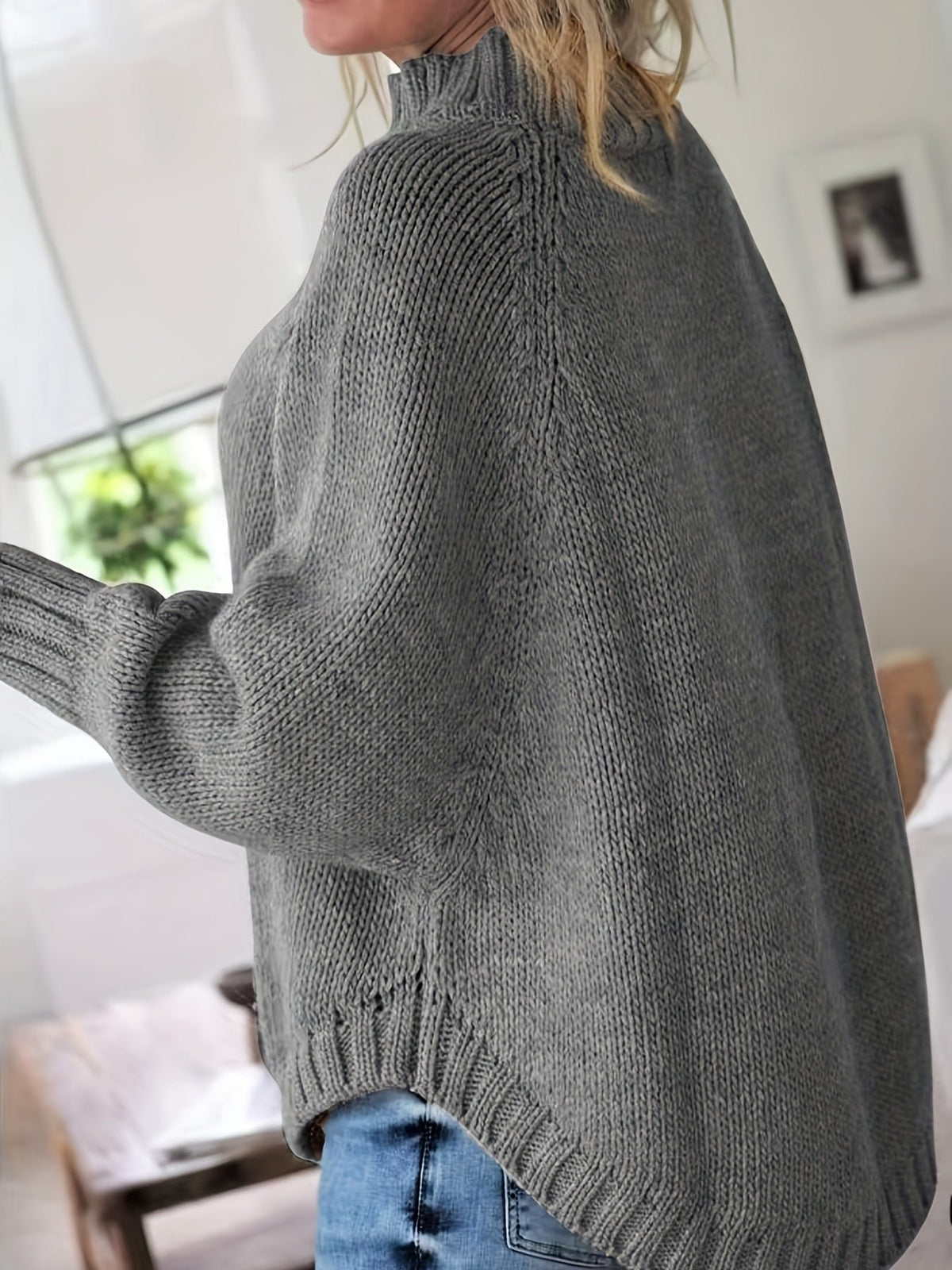 Women's Oversized Cable-Knit Turtleneck Sweater