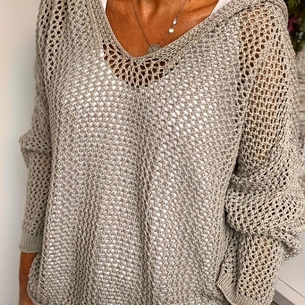 Women's Oversized Hooded Sweater - Grey